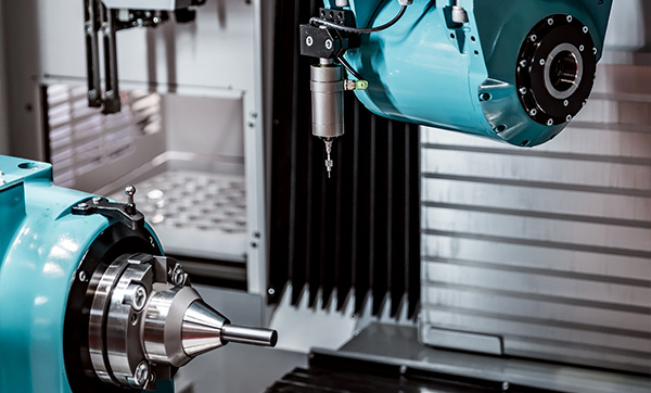 robotic machining equipment with precision tools and automation in a modern industrial setting optimized for 9 axis CNC machining