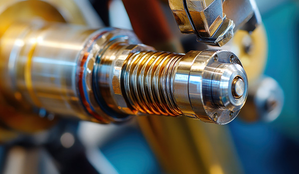 close up of a metallic component with intricate details showcasing precision engineering and machine technology related to six axis machining