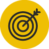 target icon with arrow on a yellow background symbolizing goals and achievements 5 key objectives