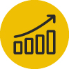 bar graph with an upward trend representing growth and progression towards two key metrics